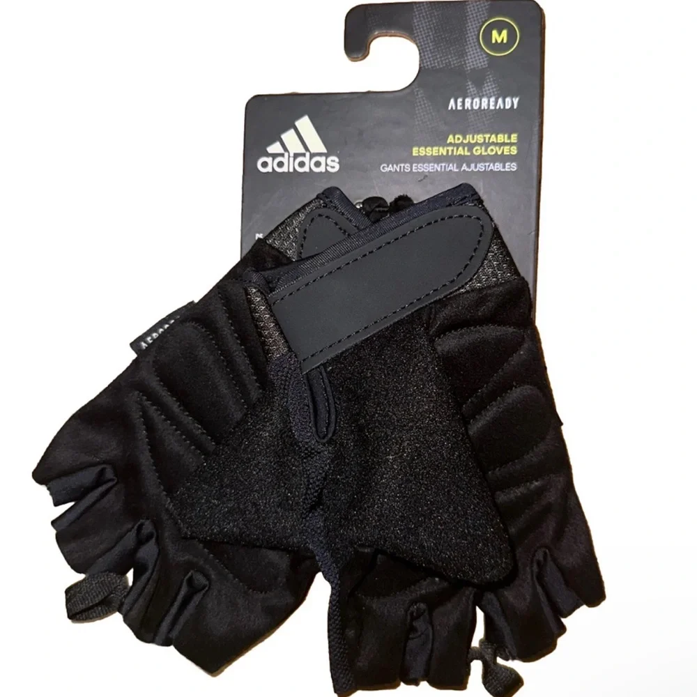 NWT Adidas Aeroready Adjustable Essential Gloves Black & Pink Training Gloves